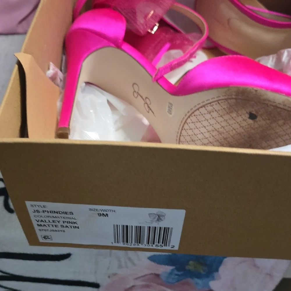 Jessica Simpson Hot Pink Satin Bow Ankle Strap Heels - Picture 5 of 5
